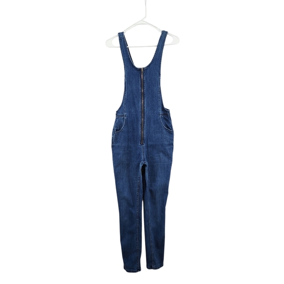 Free People Pants - Free People Women's Zip Front Tapered Leg Denim Dungarees